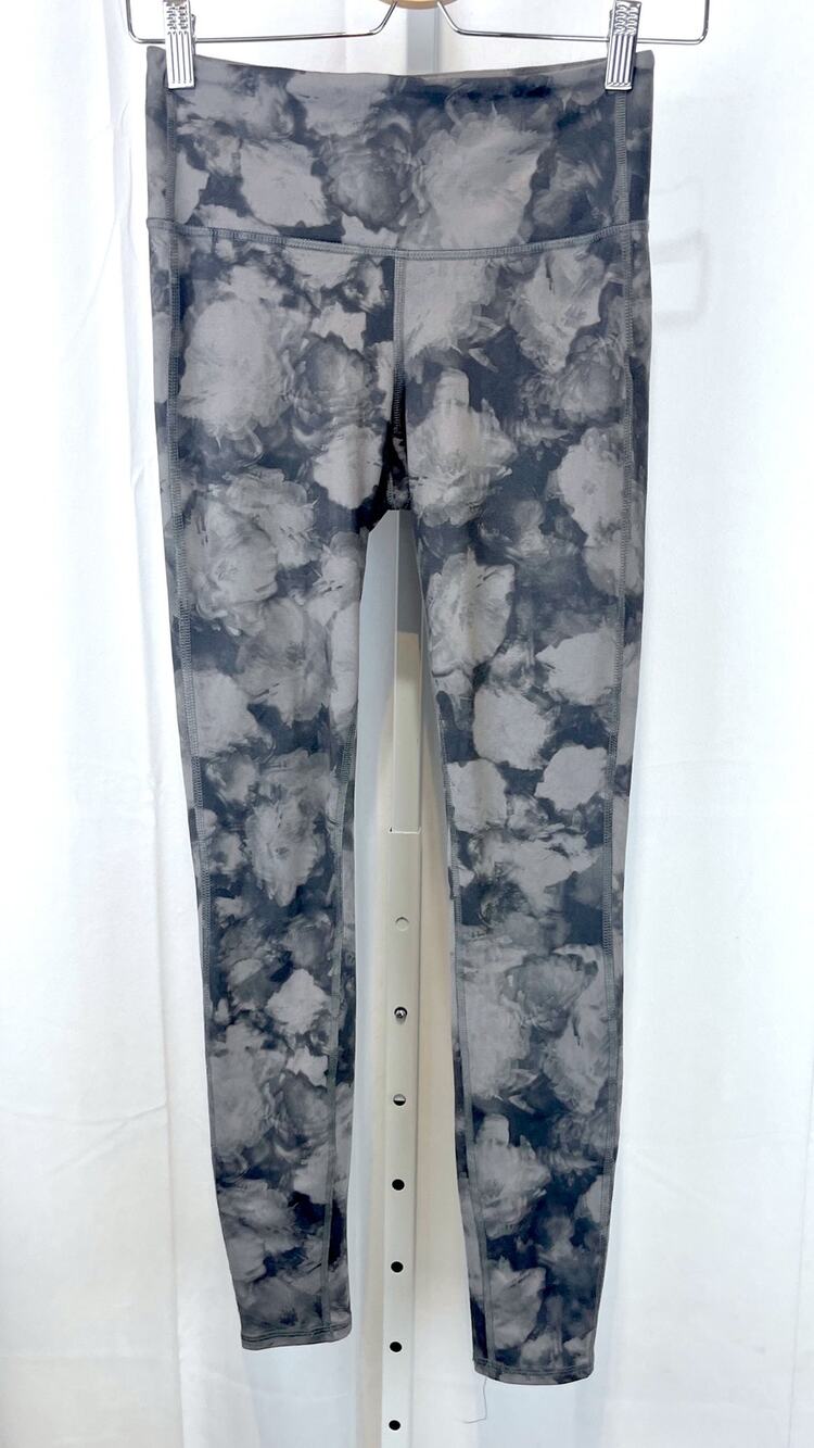 ATHLETA Chaturanga Leggings Floral Crush 869065 Full Length Tie Dye Gray Size XS